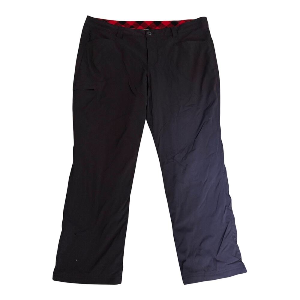 Eddie Bauer First Ascent Pants Women's P16 Black Fleece Lined Buffalo Plaid